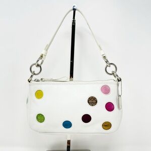 Coach White Shoulder Bag with Multicolor Dots